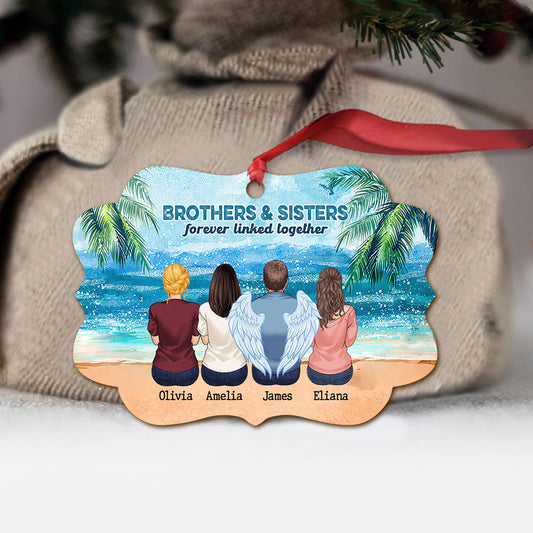 Brother And Sister Forever Linked Together - Personalized Memorial Ornament
