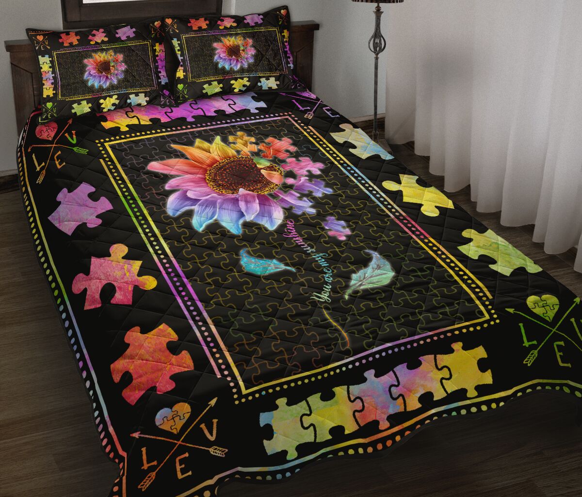 You Are My Sunshine Autism Awareness Quilt Set 0622