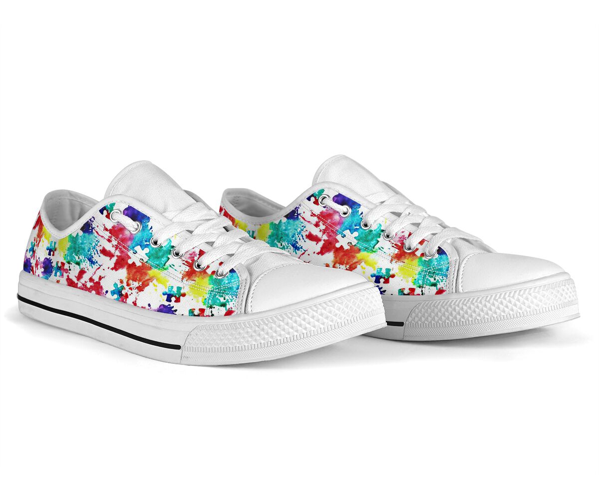 Rainbow Puzzle Autism Awareness Low Top Shoes 0622