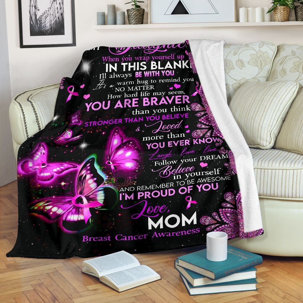 To My Daughter Breast Cancer Awareness Blanket 0622