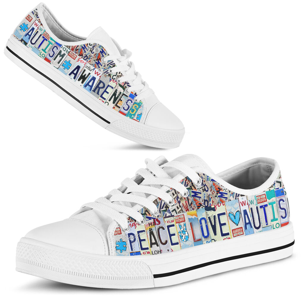 Peace Love Autism Autism Awareness Low Top Shoes 0622