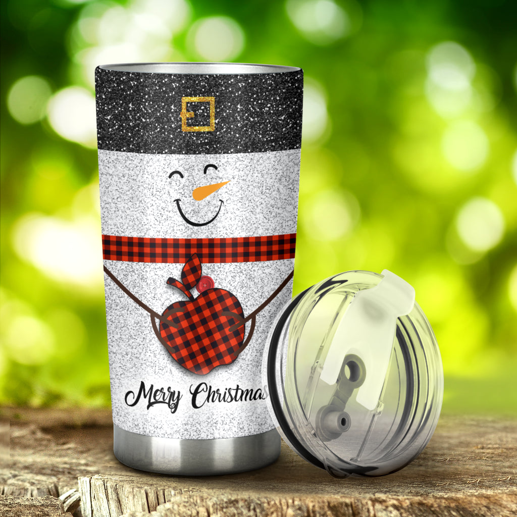 Merry Christmas Faux Glitter Print Teacher Tumbler 0622