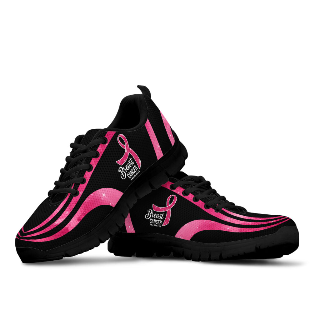 Pink Ribbon Heart Breast Cancer Awareness Sneakers 0622