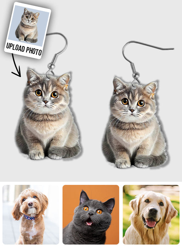 Personalized Photo Earrings - Gift for cat lovers, cat lover, dog lover - Personalized Earrings