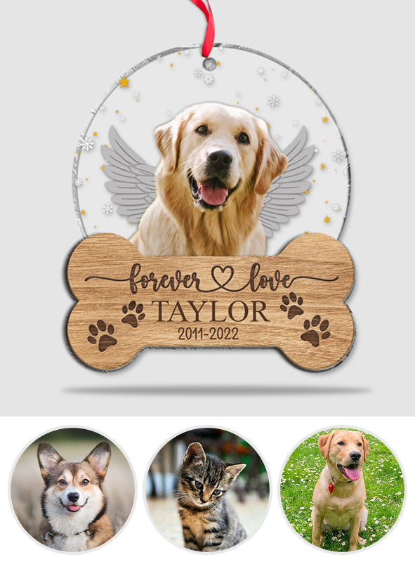 Forever Loved Dog - Gift for dog lovers, who lost dog, who lost cat - Personalized 2 Layered Piece Mix Ornament
