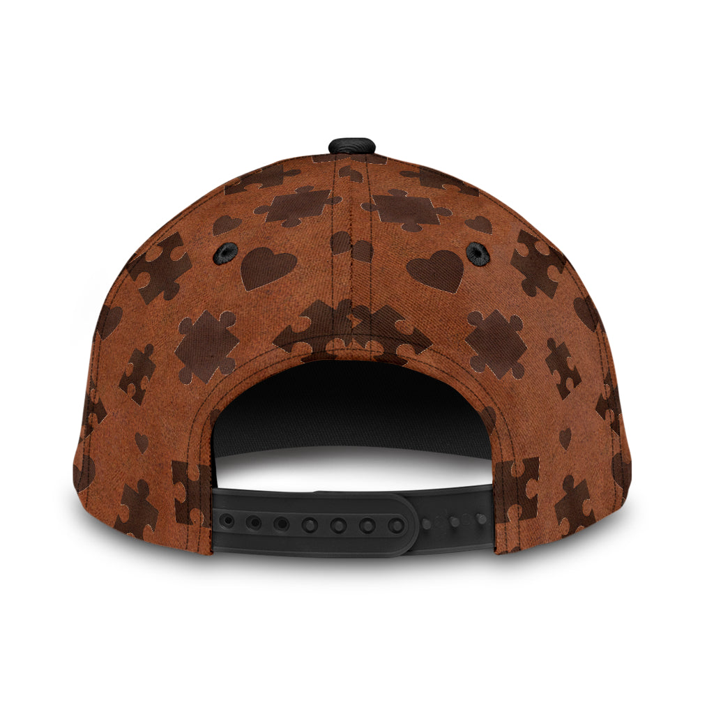 Mamabear Leather Pattern Print Autism Awareness Classic Cap 0622