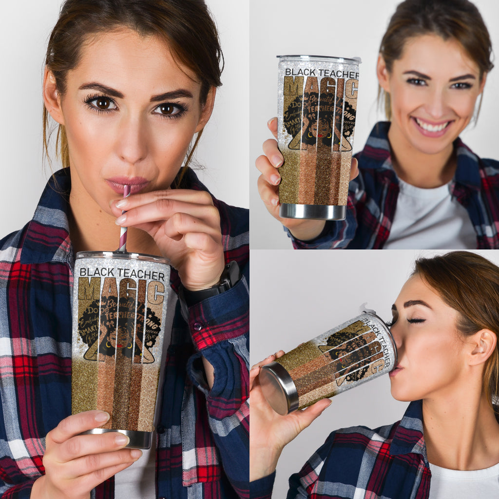 Black Teacher Magic Teacher Tumbler 0622