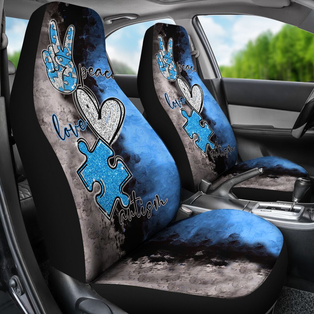 Peace Love Autism Autism Awareness Seat Covers 0622