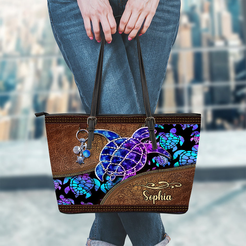 Salty Lil' Beach - Personalized Turtle Leather Bag