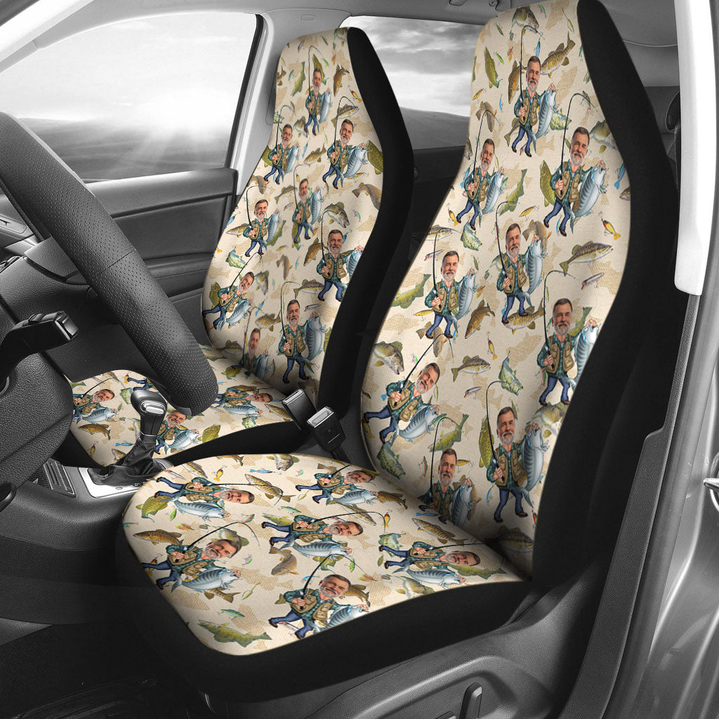 Photo Inserted Funny Fishing - Personalized Fishing Seat Covers