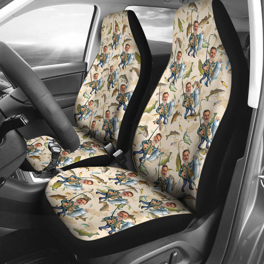 Photo Inserted Funny Fishing - Personalized Fishing Seat Covers