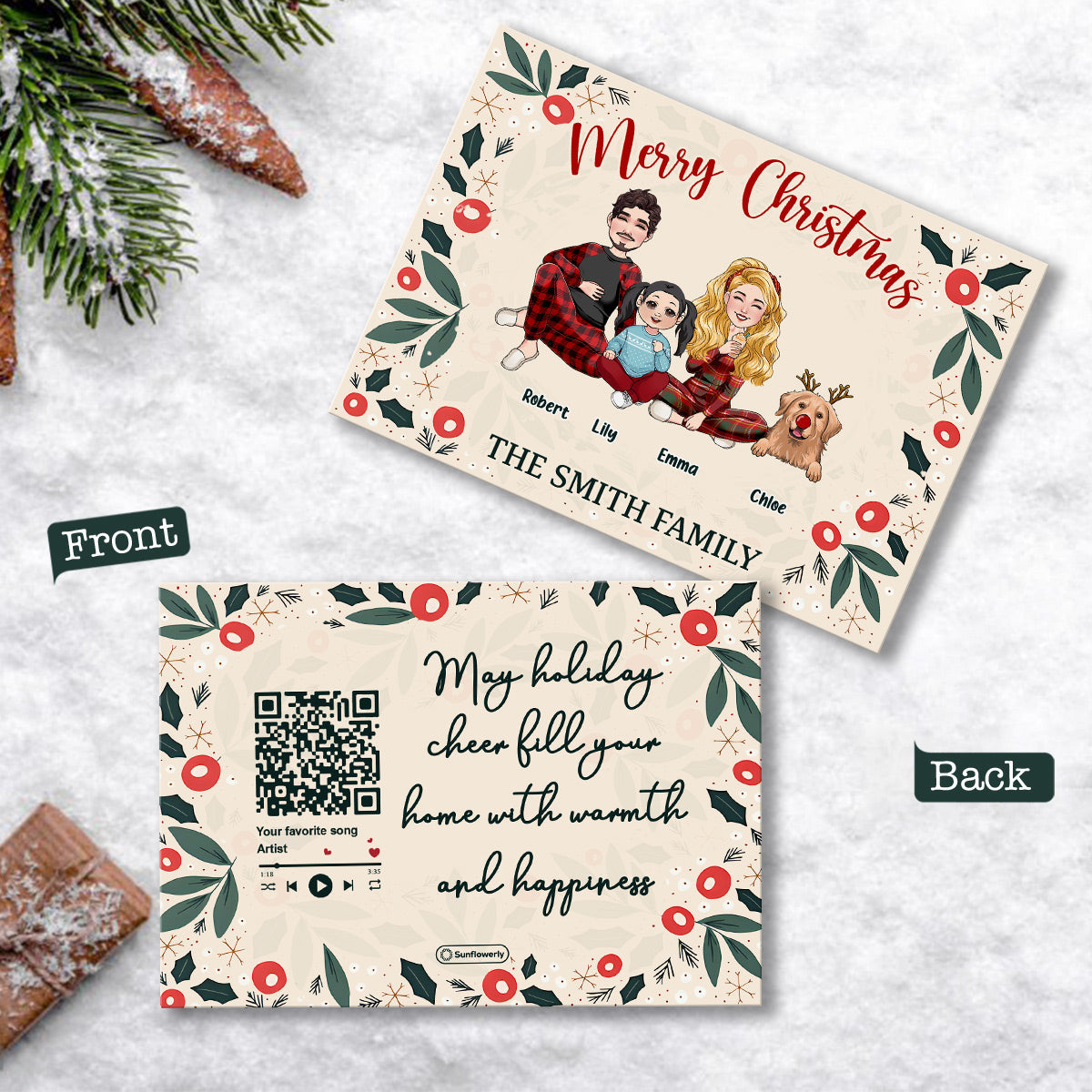 Merry Christmas - Personalized Family Greeting Card