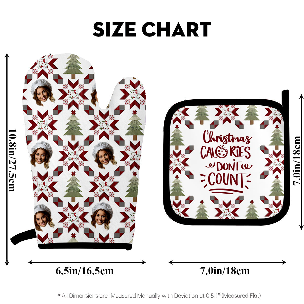 Christmas Calories Don't Count - Personalized Baking Oven Mitts & Pot Holder Set