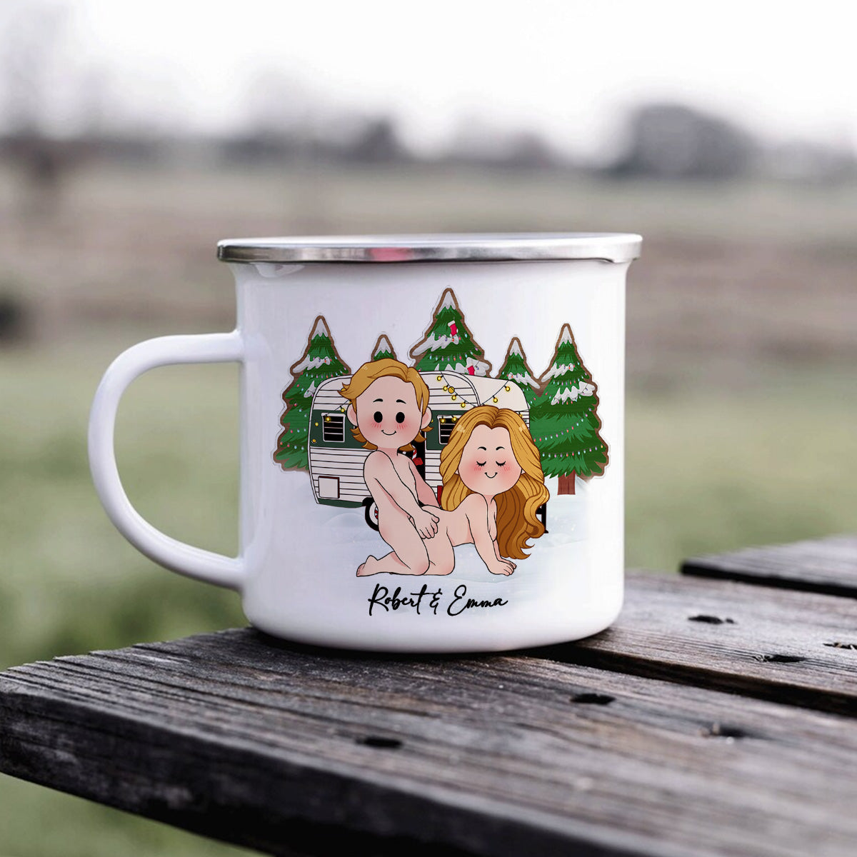 Together Is Our Favorite Place To Be - Personalized Camping Enamel Mug