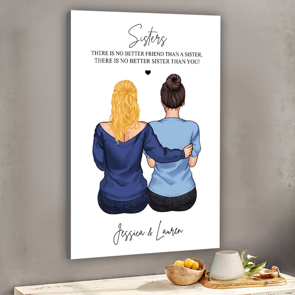 No Better Friend - Personalized Sibling Canvas And Poster