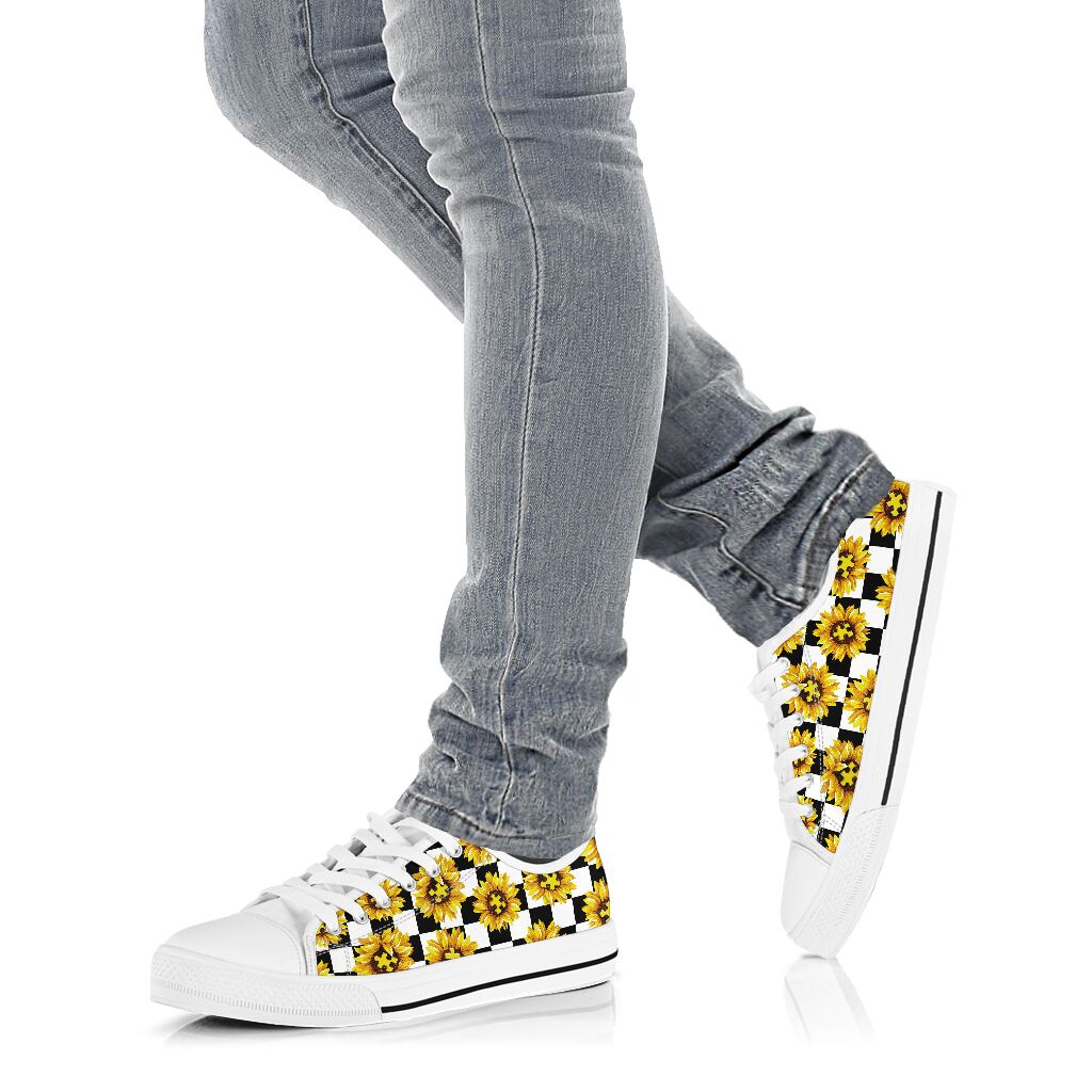 Sunflower Autism Puzzle Piece Chess Pattern Autism Awareness Low Top Shoes 0622