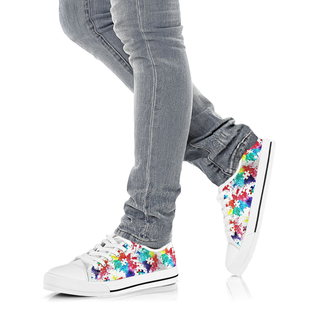 Rainbow Puzzle Autism Awareness Low Top Shoes 0622