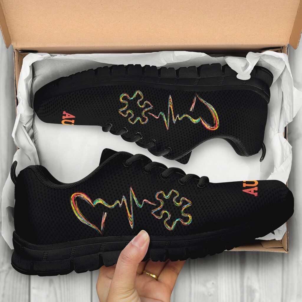 Puzzle Piece Heart Beat Autism Awareness Sneakers 0622