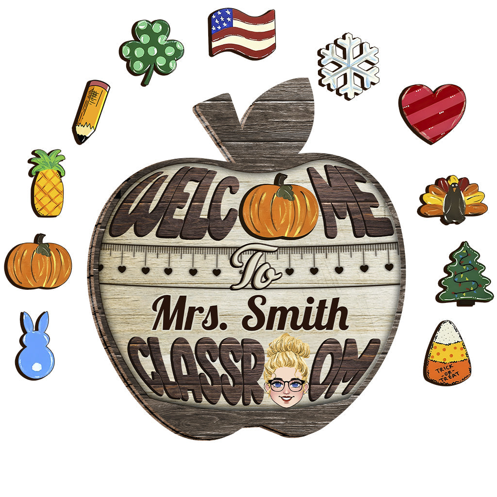 Welcome To My Classroom - Personalized Teacher Interchangeable Wood Sign