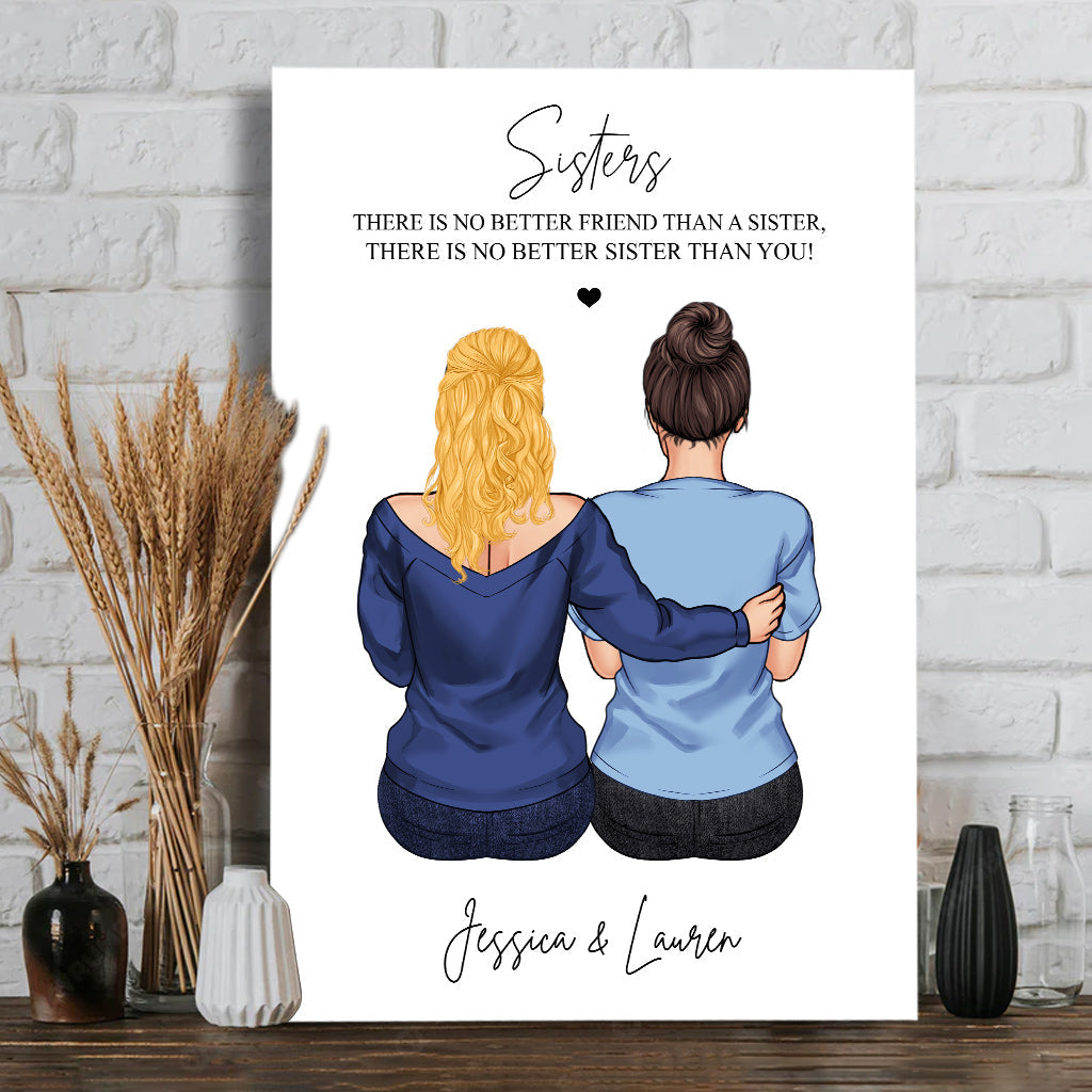 No Better Friend - Personalized Sibling Canvas And Poster