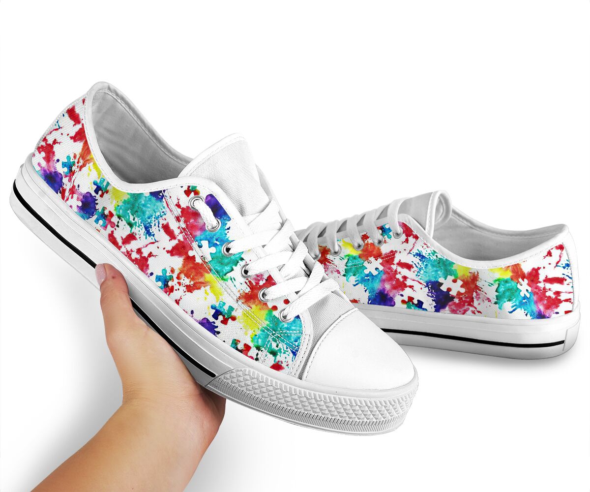 Rainbow Puzzle Autism Awareness Low Top Shoes 0622