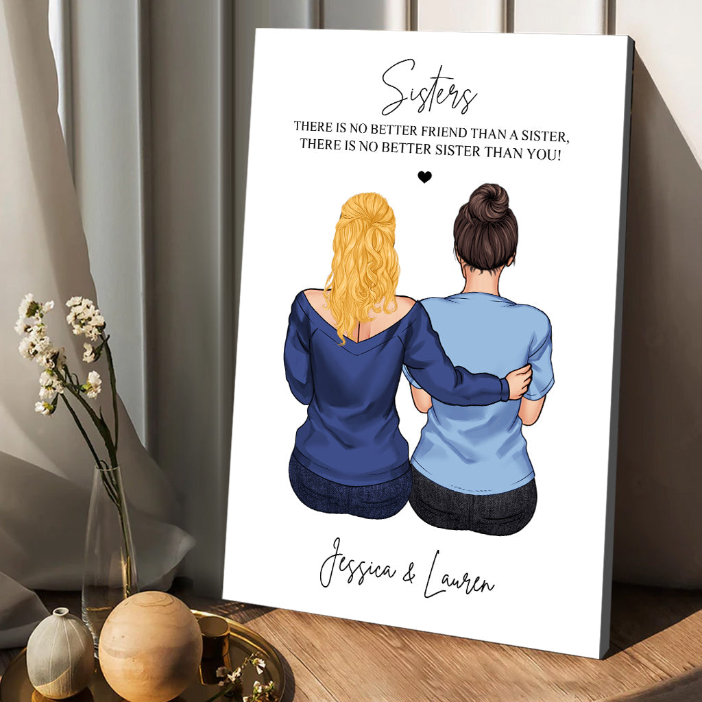 No Better Friend - Personalized Sibling Canvas And Poster
