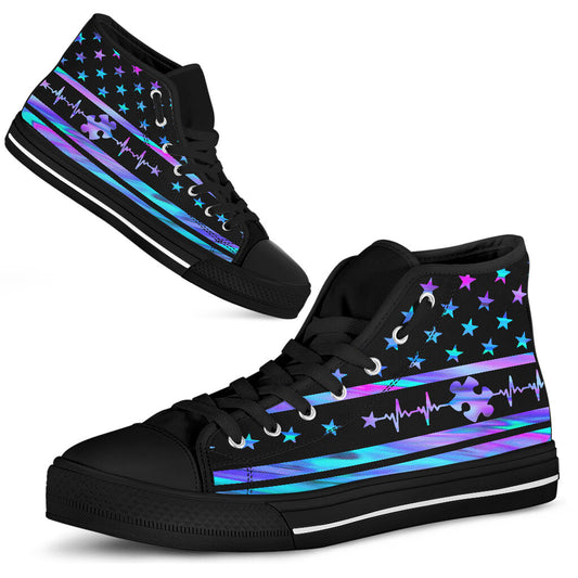 Magic Line Independence Day Autism Awareness High Top Shoes 0622