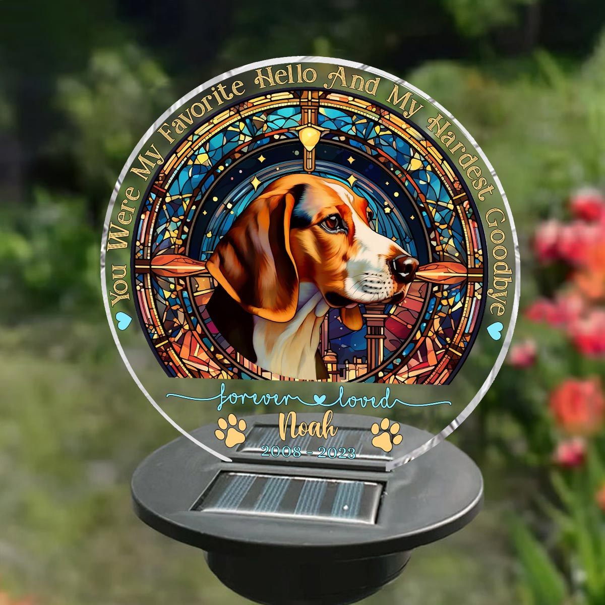 You Were My Favorite Hello - Personalized Dog Garden Solar Light
