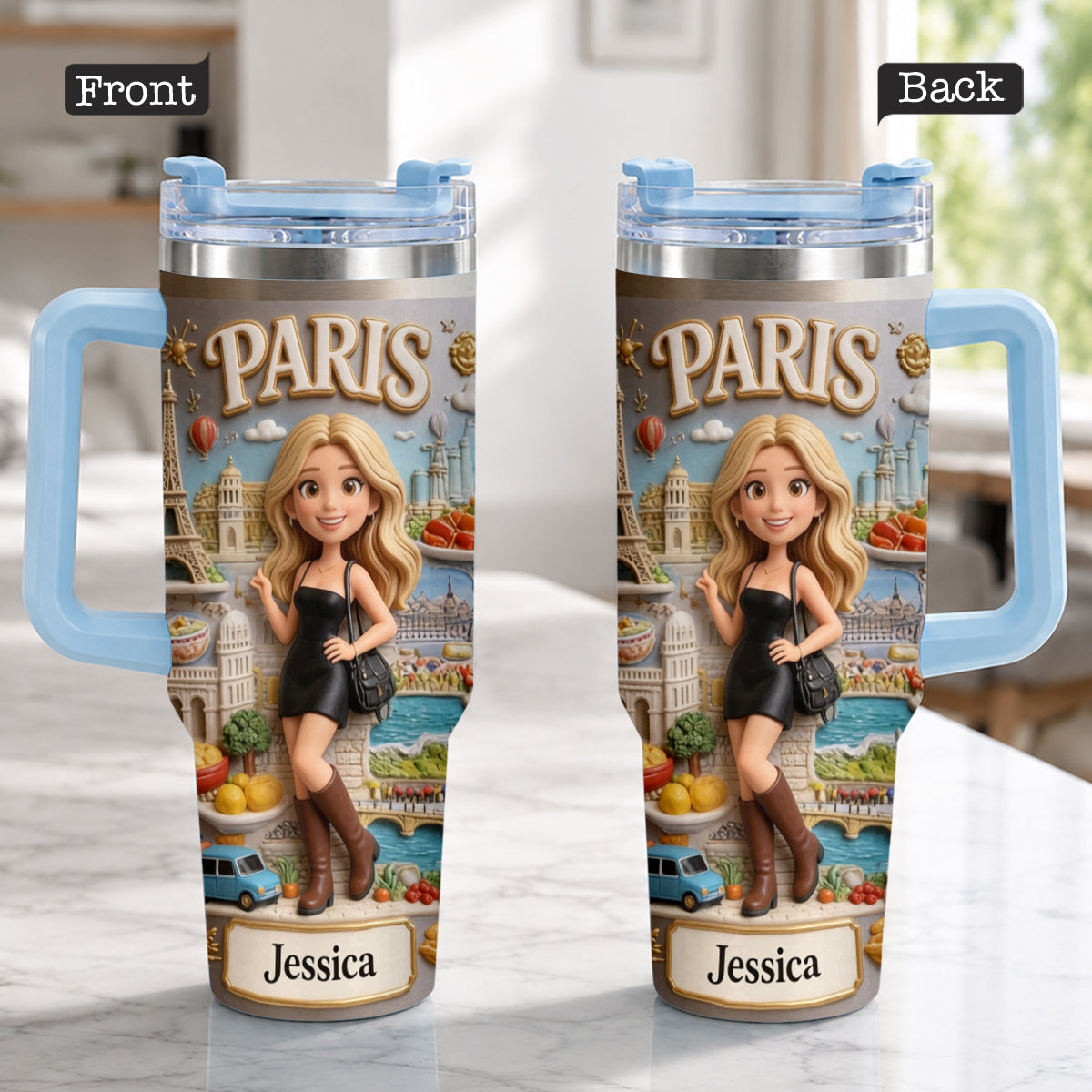 Just A Girl Who Loves Travelling - Personalized Travelling Tumbler With Handle