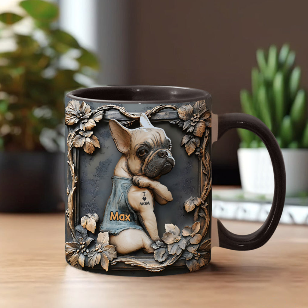 I love Mom - Personalized Dog Accent Mug