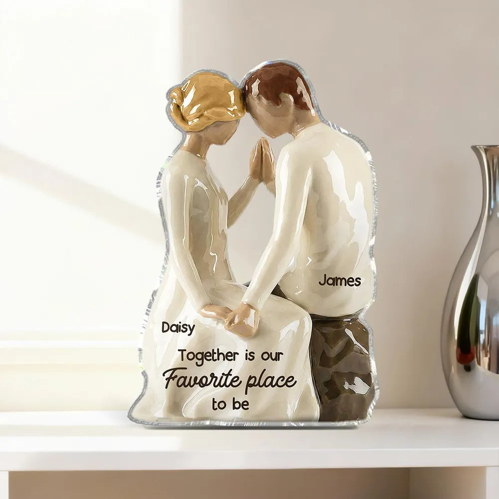 Shaped Acrylic Block Plaque Romantic Couple Keepsake Together is Our Favorite Place to Be Creative Gift for Couple Home Accent