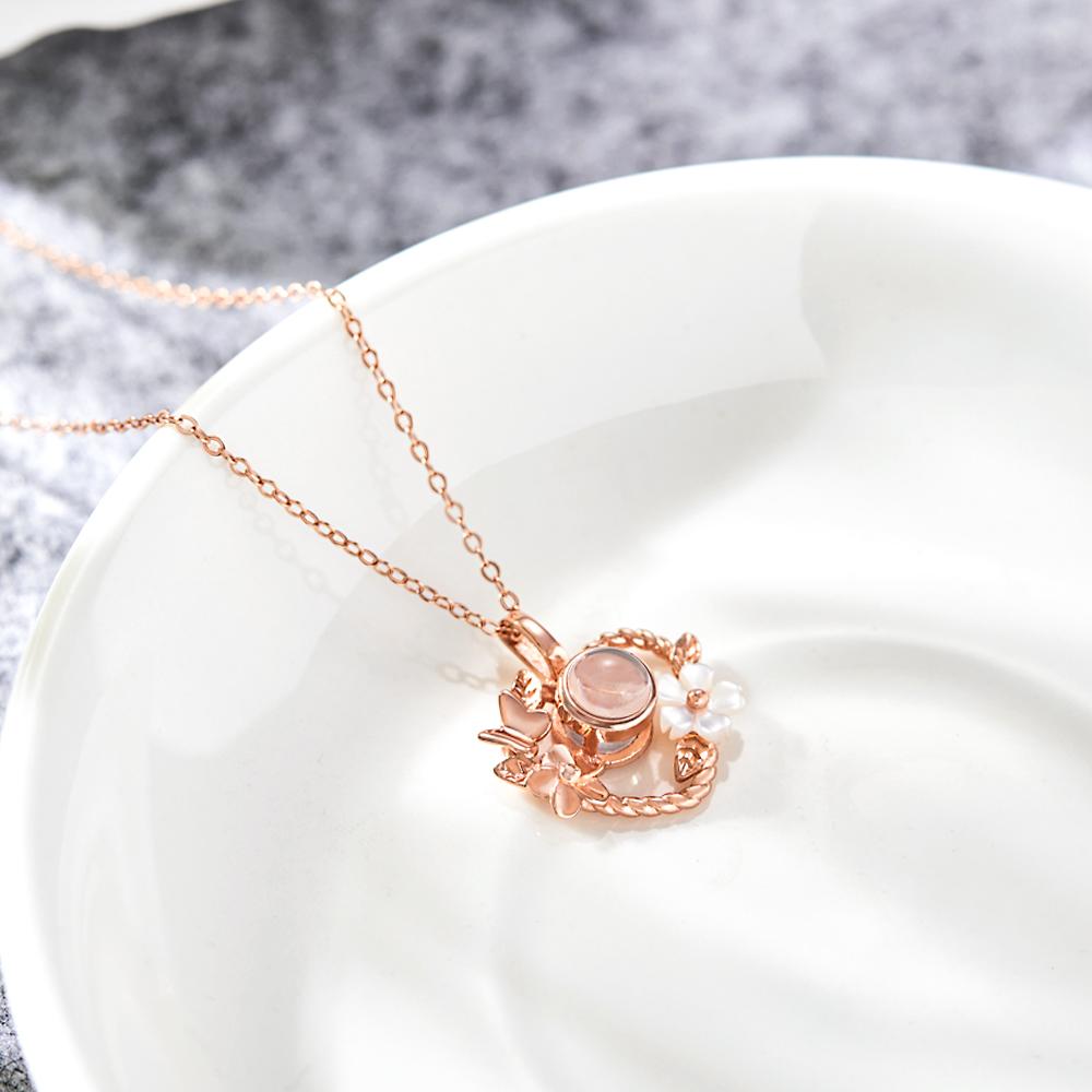 Heart-shaped Flowers Projection Charm - gift for who lost a loved one - Personalized Heart-shaped Flowers Projection Charm