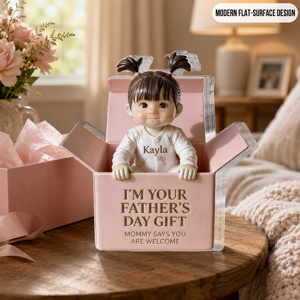 Father's Day Gift - Personalized Newborn Custom Shaped Acrylic Plaque