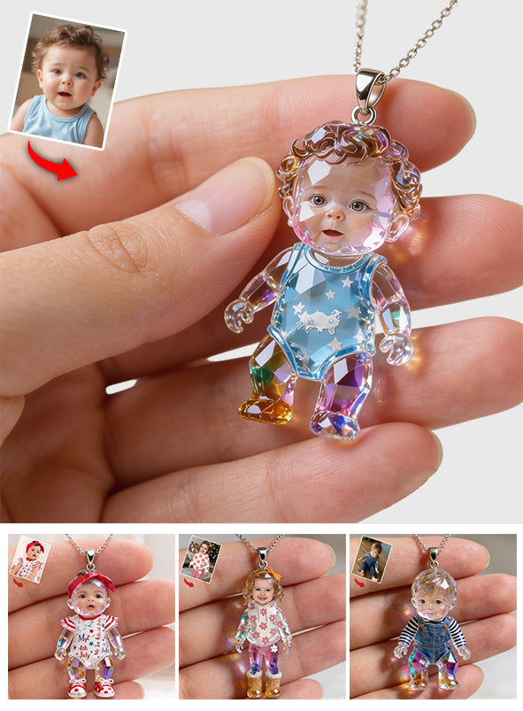 Custom Any Photo - Personalized Kid Shaped Acrylic Pendant Necklace