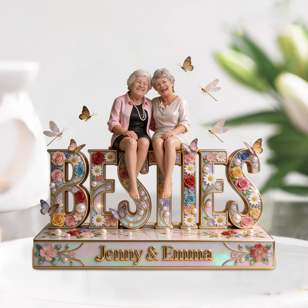 Besties Gift, Best Friend Gift Idea - Personalized Bestie Custom Shaped Acrylic Plaque