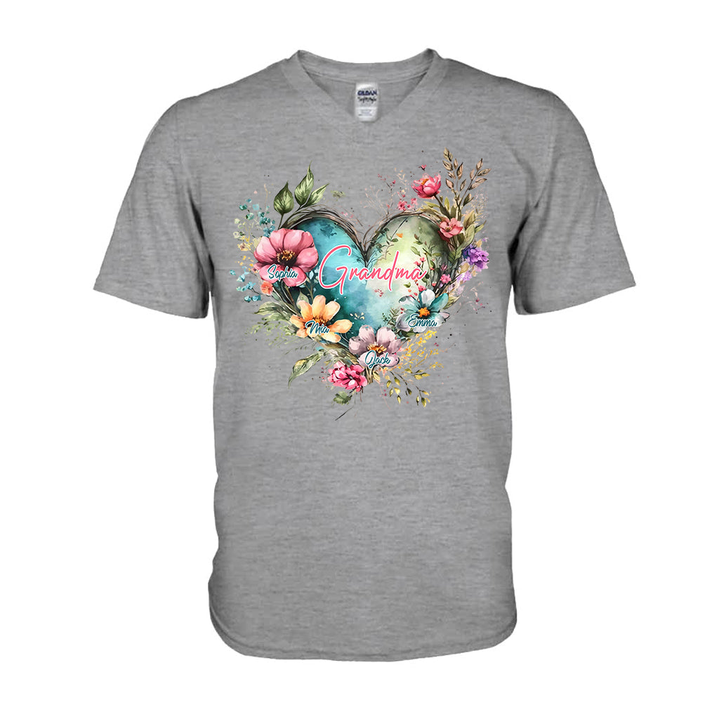 Grandma's Mom's Flowers - Personalized Grandma T-shirt And Hoodie