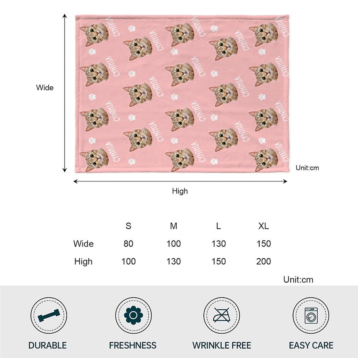 Custom Cat Face - Personalized Cat Blanket