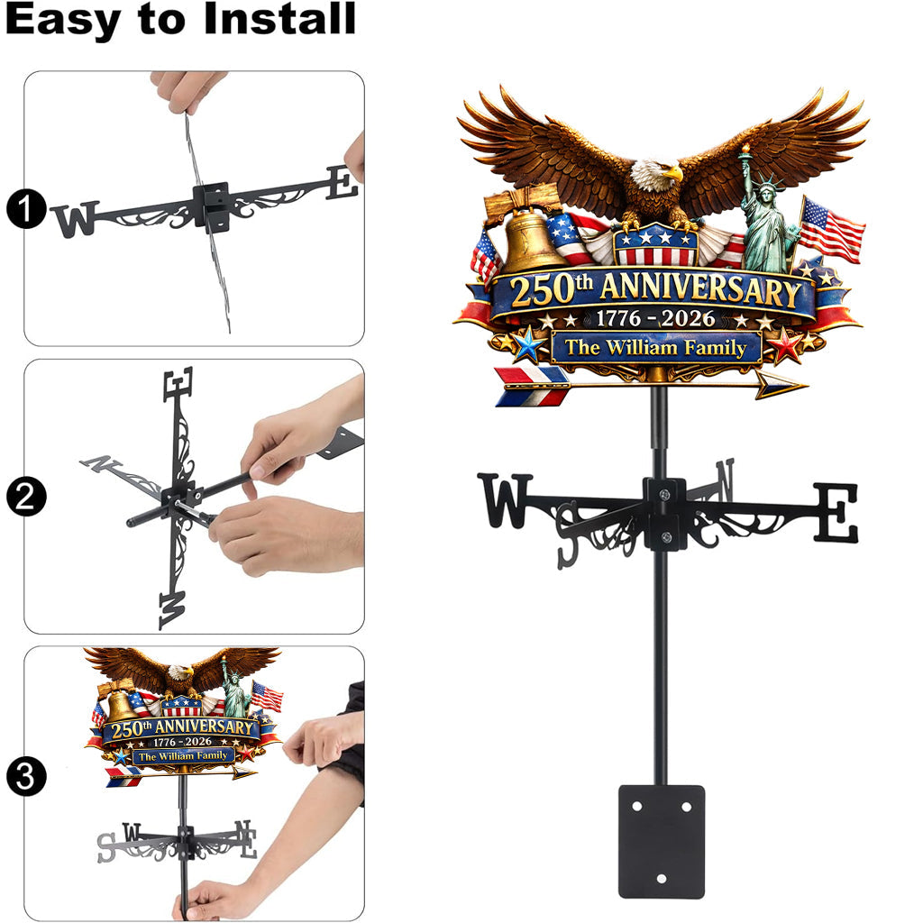 250th Anniversary, Eagle 250 Years of Freedom - Personalized Patriot Weather Vane