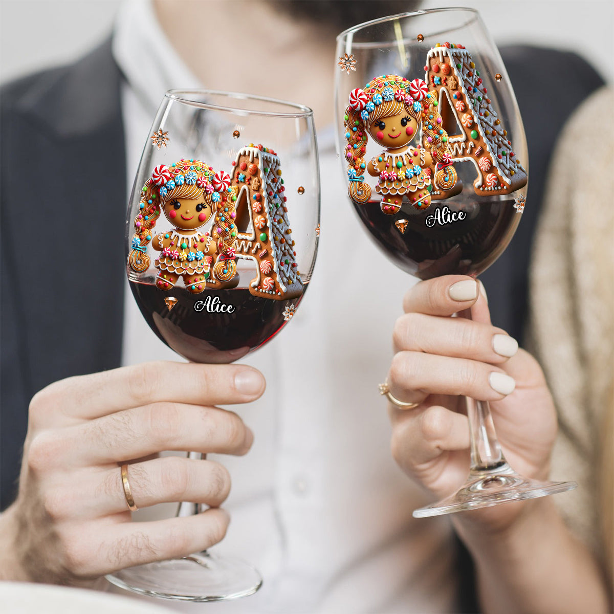 Happy Family - Personalized Family Wine Glass With Long Stem