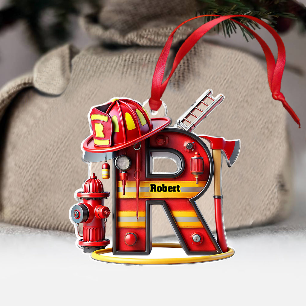 Firefighter Alphabet Decoration - Personalized Firefighter Ornament