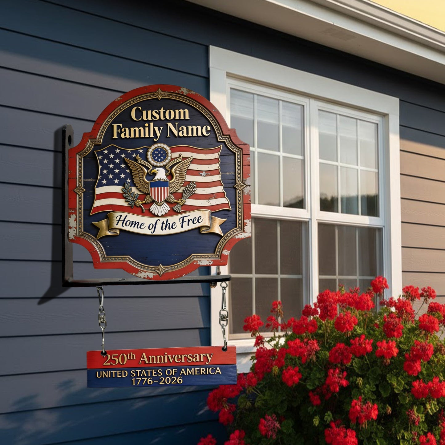 Home Of Free - Personalized Patriot Wooden Wall Mount Sign