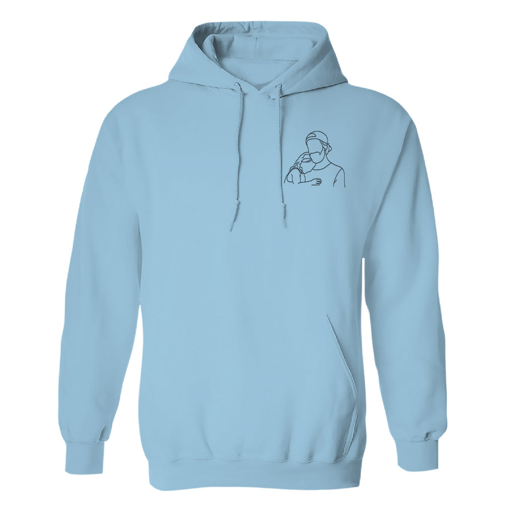 Custom Line Art - Personalized Step Dad Embroidered Hoodie