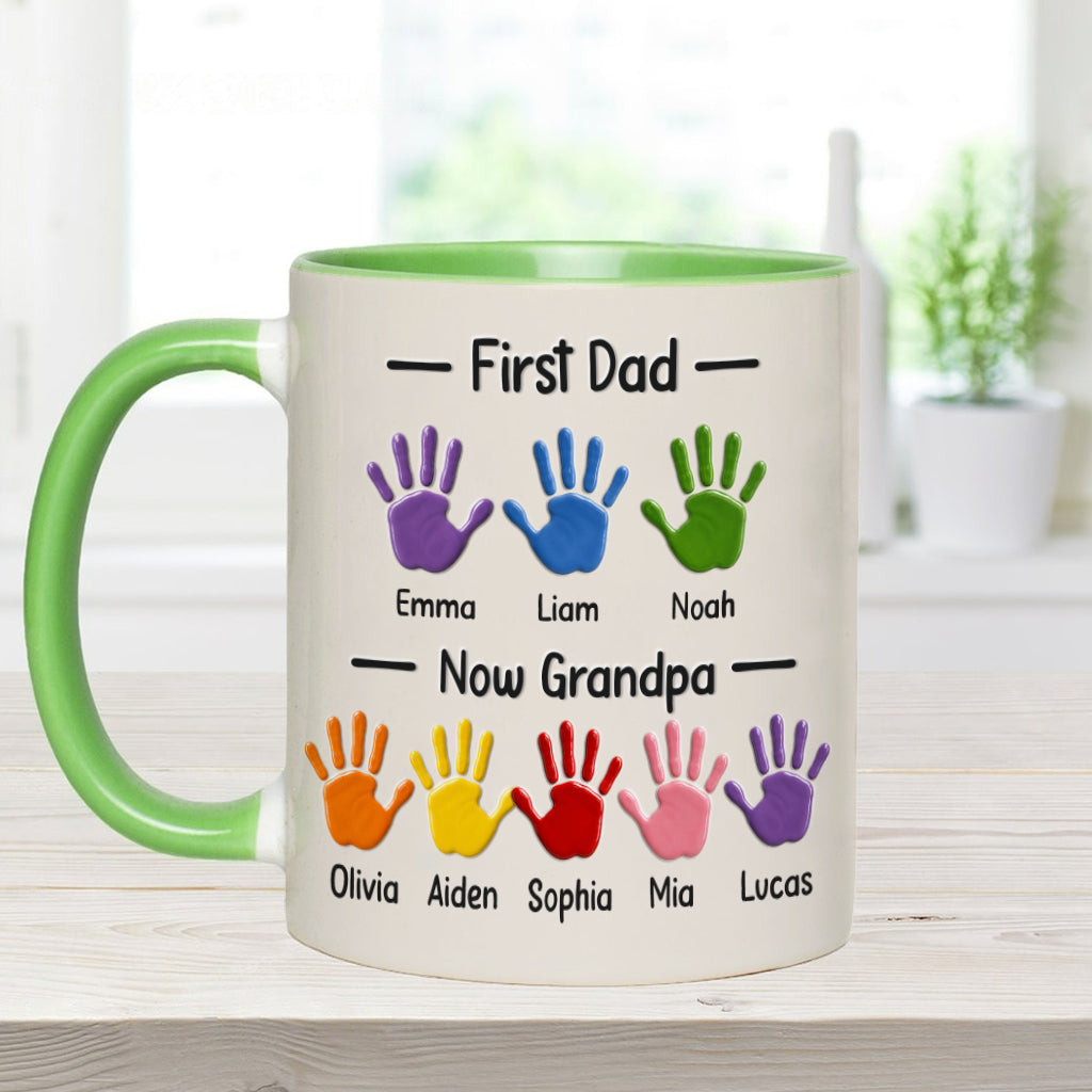First Dad, Now Grandpa - Personalized Grandpa Accent Mug With Gift Box