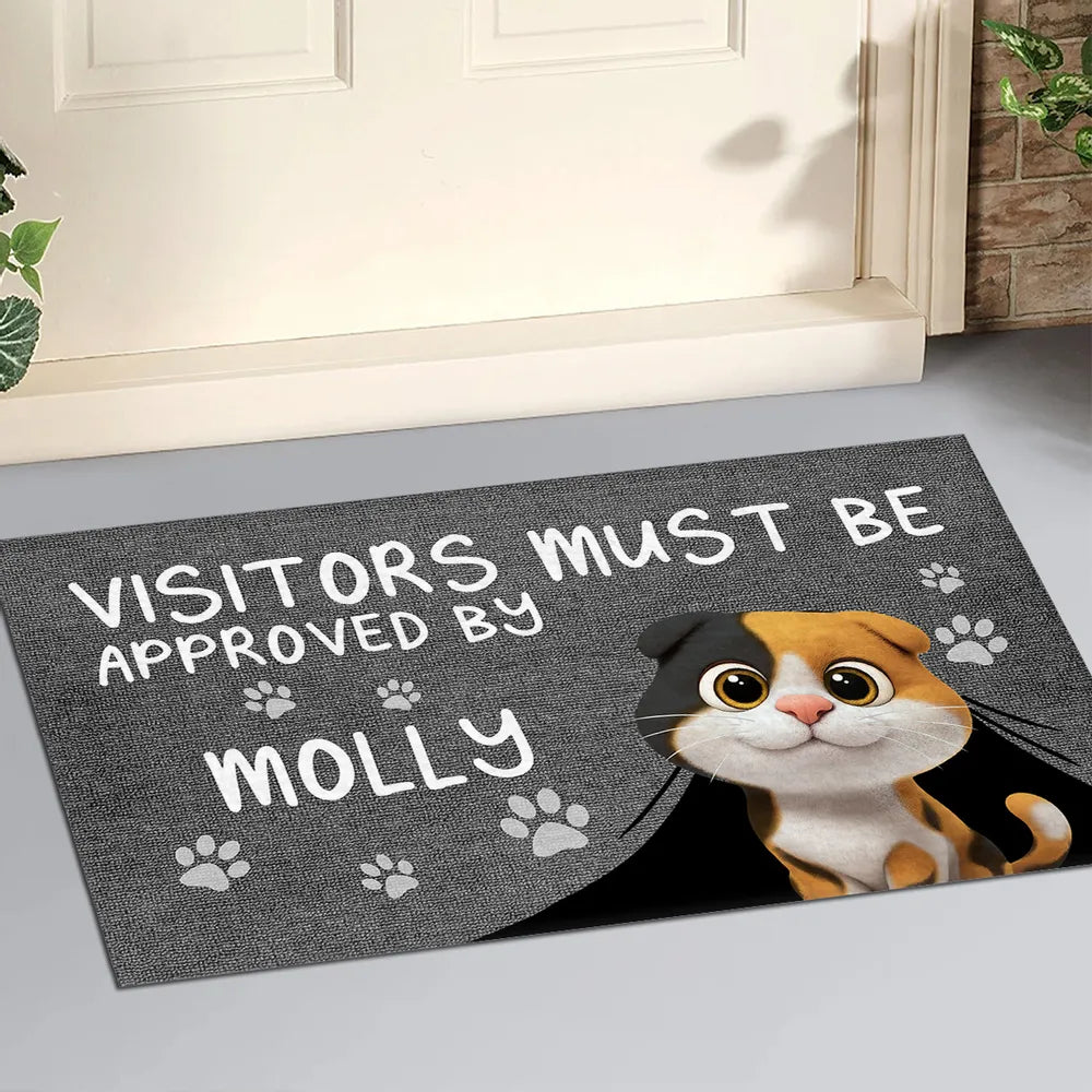 Custom Doormat with Cat & Dog Cartoon Design for Pet Lovers