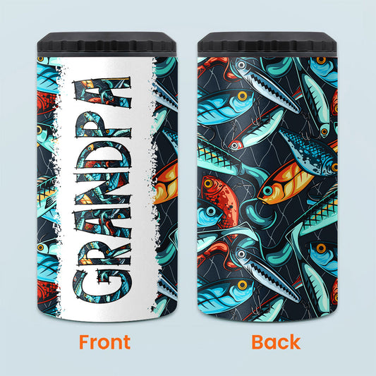 Reel Cool Dad - Fishing gift for dad, grandpa, him, husband - Personalized Can Cooler