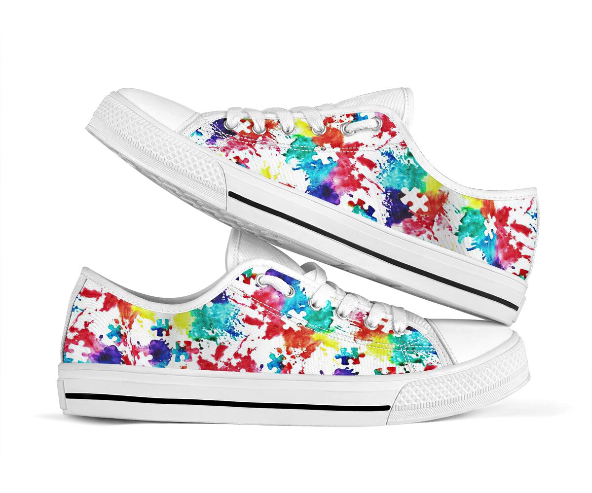 Rainbow Puzzle Autism Awareness Low Top Shoes 0622