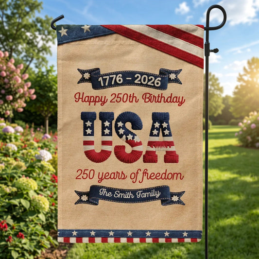 Personalized USA 250th Anniversary Garden Flag, Patriotic Yard Display, Unique Creative Gift for Family