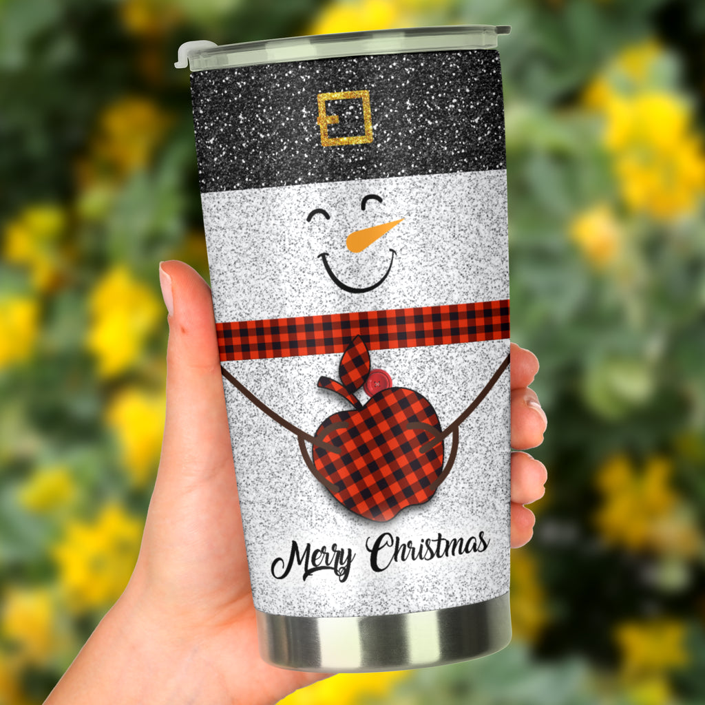 Merry Christmas Faux Glitter Print Teacher Tumbler 0622