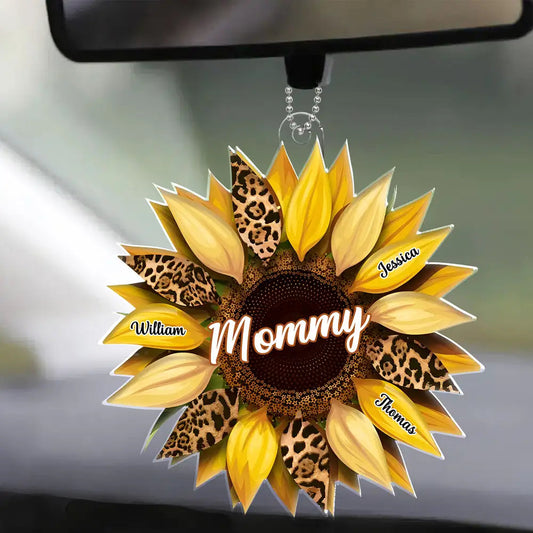 Personalized Sunflower Acrylic Car Hanger for Mom – Mother's Day Gift