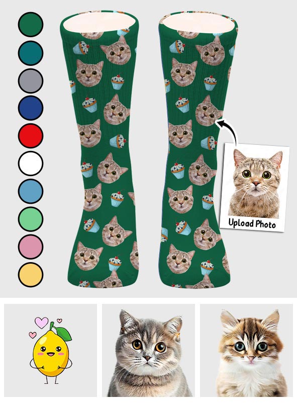 Funny Icon Pattern - Personalized Cat Socks